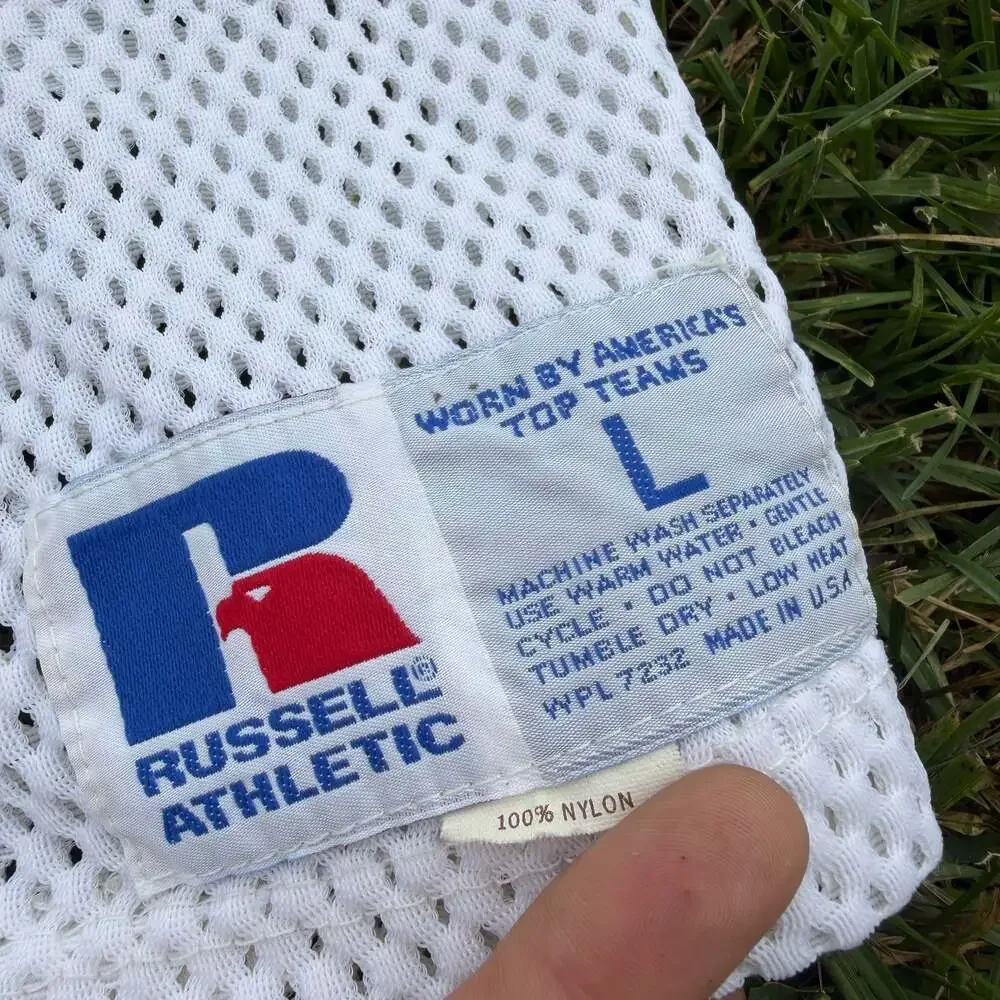 Essential Vintage Russell Athletic White Mesh Football Practice Jersey Sz Large